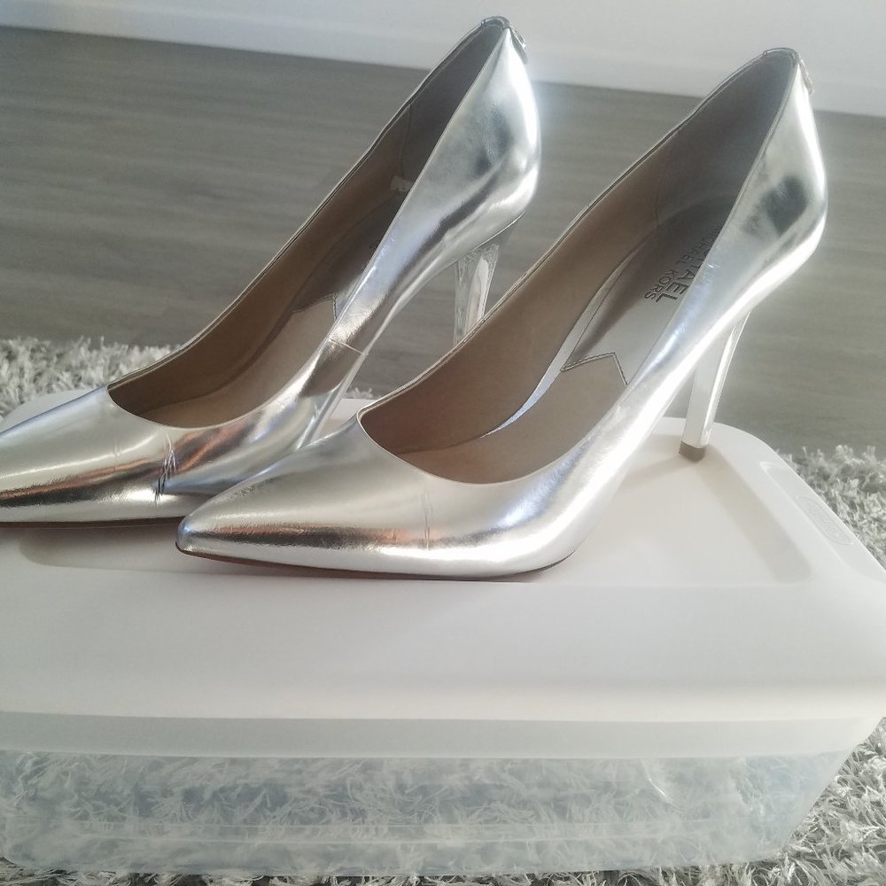 MIchael Kors Silver with Chrome Heels Size 8.5